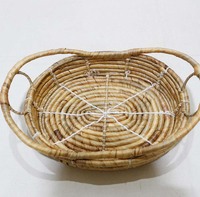 Handgeweven ecologische moderne rotan opbergmand, ovaal, met twee handgrepen voor brood & fruit, geschikt voor huis, keuken en badkamer