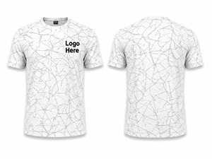 T-shirt à manches courtes pour homme, motif géométrique blanc, coupe classique, col rond, tissu jersey respirant, impression numérique, style décontracté - Product Image 1