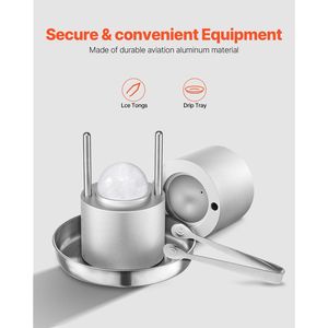 Kit de Ahumador de Cócteles de Aluminio Aeronáutico de 2.1 Pulgadas, Prensa para Hacer Esferas de Hielo de 53 mm con Pinzas y Bandeja Recolectora - Product Image 5