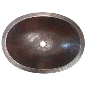 Oval Hammered Copper Undermount Bathroom Sink Antique Bronze Vanity Basin Handcrafted Pure Copper Washbowl for Luxury Hotel - Product Image 5