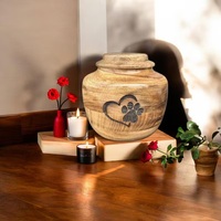 Urne funéraire artisanale en bois pour cendres d'animaux (chien ou chat) – Urne commémorative gravée avec empreinte de patte bleue – Boîte d'urne funéraire personnalisée – Idée cadeau pour la perte d'un animal de compagnie