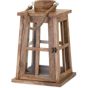 <b>Fresh</b> Trending Customized Dark Polished Wood and Glass Candle Lantern Manufacturer Antique Design <b>Mango</b> Wood - Product Image 4