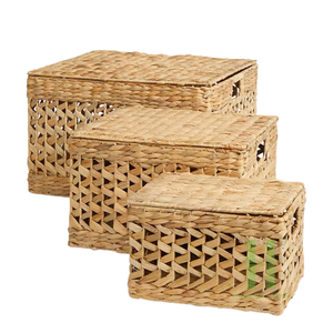 Cesta de almacenamiento de jacinto de agua tejida a mano para la organización del hogar Cesta de almacenamiento de armario ecológica del fabricante de Vietnam - Product Image 6