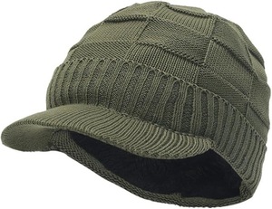 Fleece Lined Knit Peaked Beanie <b>Warm</b> Winter <b>Hat</b> with Brim for Men 2026 new model - Product Image 6