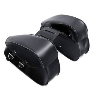 Sacoche latérale de moto en cuir PU noir avec fermeture à boucle pour Harley Cruiser Sportster - Product Image 2