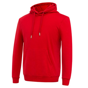 Men's Oversized Black Hooded Casual Fleece Pullover Solid Color Pocket Design Regular Length Knitted Cotton <b>Hoodie</b> 2027 - Product Image 4
