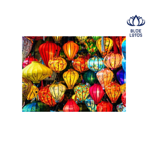 BLUE LOTOS Outdoor Round Silk Bamboo Plastic & Gudgeon <b>Light</b> Lanterns NEW ARRIVAL Chinese New Year Adult Decorations - Product Image 1