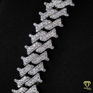 This luxury moissanite <b>bracelet</b> features a bold fully iced design with unique fishbone <b>inspired</b> links - Product Image 1