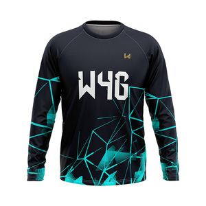 Chemise de compression à manches longues pour homme W4G, imprimé géométrique personnalisé, séchage rapide, col rond, polyester, haut de sport et de loisirs pour toutes les saisons - Product Image 1
