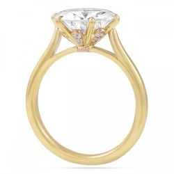 แหวนหมั้นเพชรทรงกลมเจียระไนแบบบริลเลียนท์สำหรับผู้หญิง ชุบทอง 14K ตัวเรือนแบบ Bezel Setting รับรองโดย IGI สไตล์หรูหรา - Product Image 3