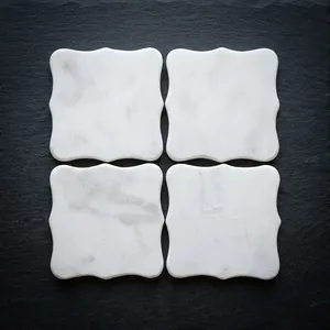 Top Selling High Demand Luxury <b>Marble</b> <b>Coasters</b> Set Waterproof Heat Resistant Natural Stone Table <b>Coasters</b> for Home and Office - Product Image 4