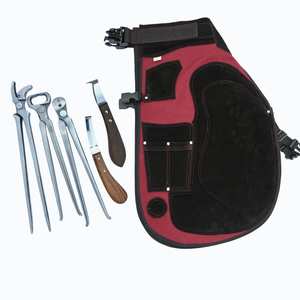 Juego de herramientas de herrador al por mayor con cuchillo para pezuñas, delantal de almacenamiento, clavillero, extractor, alicates afilados para pezuñas, cuchillo para paredes de pezuñas y gancho - Product Image 1