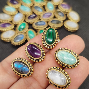 Gemstone Connector Gold Plated & Antique Plated Jewelry Making Double Loop Connector - Product Image 1