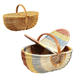 Customizable Natural RATTAN HARVEST <b>BASKET</b> PICNIC <b>BASKET</b> for Grocery Shopping and Home Decor - Product Image 1