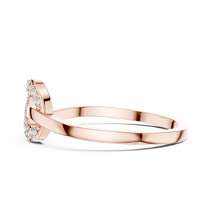 Bague torsadée en or rose avec accent de diamant de laboratoire rond, bague de promesse croisée moderne pour femme - Product Image 4