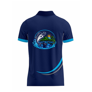 Custom Sublimated Quick Dry UPF 50 Outdoor Sports Men's Wear Blue <b>Fish</b> Front Print Lightweight Comfortable Fishing Polo <b>Shirt</b> - Product Image 3