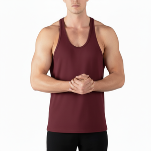 Solid Color Cotton <b>Singlet</b> Racer Back Comfortable Workout <b>Running</b> Tank Top Outdoor Sports Training Fitness Wear Clothes for Men - Product Image 4