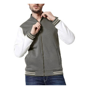 Men Varsity <b>Jacket</b> Polyester/Cotton Material Washed Finish Zipper Spring Stand Collar Front Logo printing men varsity <b>jacket</b> - Product Image 5