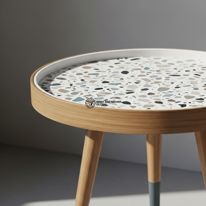 White Meena Wooden <b>Stool</b> – Hand Painted Decorative Round Accent <b>Stool</b> Handcrafted Side <b>Table</b> - Product Image 2