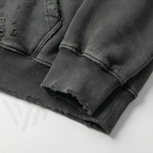 Premium Pullover Streetwear Acid Wash Cotton Hoodies No Drawstring Custom <b>Vintage</b> Distressed <b>Sweatshirt</b> Men Wholesale Apparel - Product Image 6