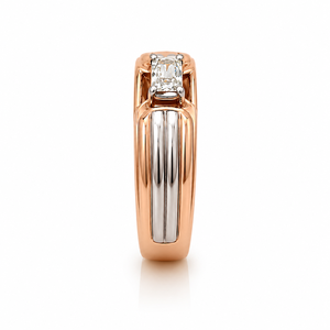 Mens 18KT Rose Gold Rectangular Micro Pave Cubic Zirconia Signet <b>Ring</b> Openwork Side Design Polished <b>Statement</b> Wedding Party - Product Image 3