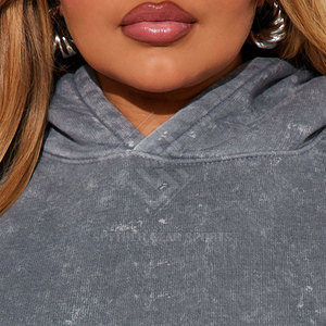 Sweat-shirt à capuche coupe-vent surdimensionné pour femme, personnalisé, effet vieilli, délavé vintage, style streetwear, marque privée - Product Image 6