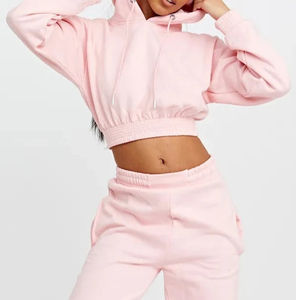 Conjunto Deportivo de 2 Piezas para Mujer, Estilo Crop, Color Sólido, Cómodo para Entrenamientos Diarios, Disponible en Varias Tallas y Colores - Product Image 2