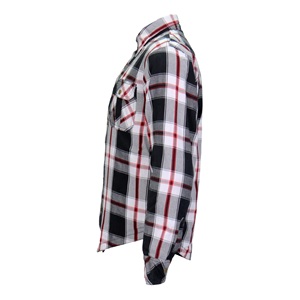 Camisa de Franela a Cuadros Negra, Blanca y Roja para Hombre, Manga Larga, Resistente, para Trabajo, con Doble Bolsillo en el Pecho, Estilo Occidental, Casual, Personalizada, OEM, Talla S - Product Image 5