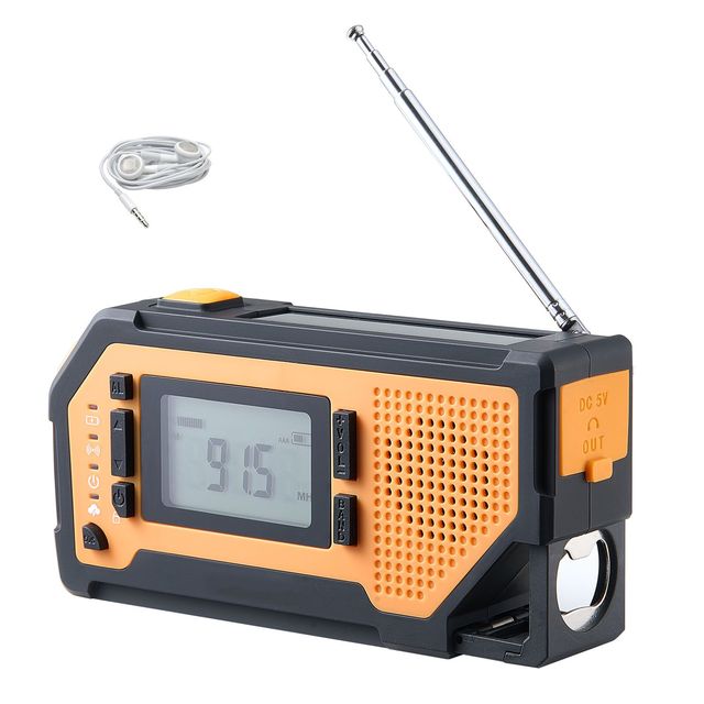 2000mAh Solar Hand Crank Emergency Weather Radio with USB Charging Cable FM/AM/WB/NOAA Alert SOS Alarm