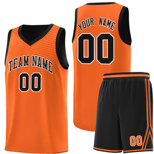 Custom Orange Basketball Jersey Set V-<b>Neck</b> Sleeveless Sublimated With Team Name Number 00 For Adults All Seasons - Product Image 1