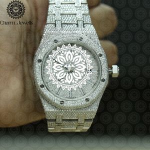 Montre de luxe Charm_Jewells en acier inoxydable, boîtier de 40 mm, mouvement mécanique analogique, date automatique, mode vintage pour homme, accents de diamants - Product Image 1