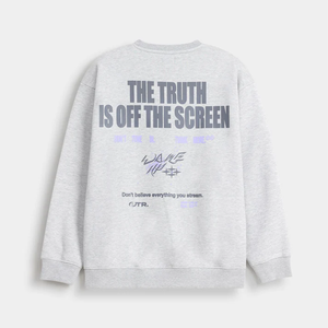 Sweat-shirt ample à épaules tombantes avec ourlet brut et motifs graphiques rétro imprimés - Product Image 6