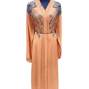 Caftán Abaya Modesto para Mujer, Hecho a Medida, con Pedrería de Lujo, Poliéster Transpirable, Hecho a Mano, Largo hasta el Tobillo, Manga Larga, Primavera - Product Image 1