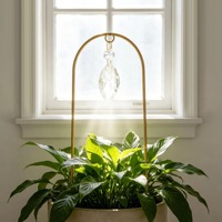 Attrape-soleil en forme de plante courbée pour fenêtre, balcon, jardin, décoration suspendue avec cristaux réfléchissants, élément décoratif élégant pour la maison
