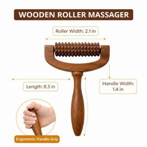 Rodillo de masaje de madera |   Masajeador Corporal de Madera Natural |   Rodillo Anticelulítico y Relajante Muscular - Product Image 2