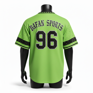 T-shirt 100% coton pour homme, coupe ample, imprimé, style baseball, en maille polyester respirante, vert, avec logo personnalisé appliqué. - Product Image 2