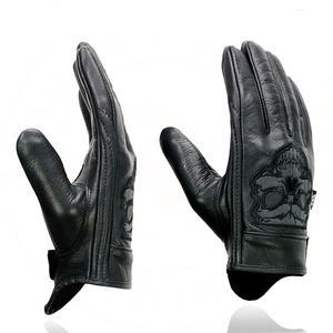 Samroz Sports Men's Black Cowhide Leather Gauntlet Motorcycle Hand <b>Gloves</b> - Product Image 3