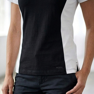 Custom Women's V-Neck T-Shirt Women's Contrast Panel V-Neck TShirt Black and <b>White</b> Women's V Neck <b>Tee</b> - Product Image 5