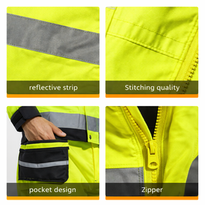 ชุดเซฟตี้แบบสะท้อนแสงของผู้ชายชุดทำงานสำหรับฤดูหนาวกันน้ำกันลมก่อสร้างโดยรวมโพลีเอสเตอร์ปลอดภัยออกแบบโลโก้ได้ตามต้องการ - Product Image 6
