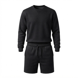 Private Label Streetwear Heavy Fleece Pullover Top and <b>Matching</b> Shorts Casual <b>Jogger</b> Suit <b>Set</b> - Product Image 5