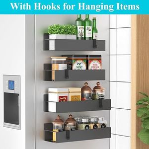 Set di 4 Organizzatori Magnetici per Spezie Grigio Scuro, Porta Spezie per Frigorifero e Forno, Gestione Efficiente della Cucina - Product Image 6