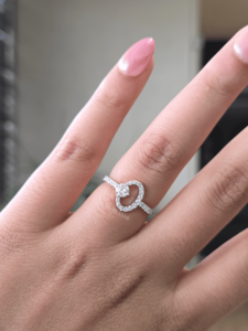 Oval Lab Grown Diamond Halo <b>Ring</b> 0.55 Ct Gold <b>Split</b> Shank Engagement Fine Jewelry for Women - Product Image 1
