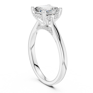 แหวนแบบคลาสสิกทรงวงแหวนซ่อนประดับเพชรทรง Asscher คุณภาพเยี่ยมจากเพชรเพาะเลี้ยงในห้องปฏิบัติการ ทำจากทองคำขาวแท้ 14k สำหรับผู้หญิง เหมาะสำหรับแหวนหมั้นและแหวนแต่งงาน - Product Image 4