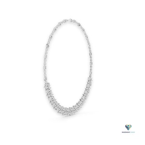 Collier en or blanc 23,22 TCW avec diamants de laboratoire taille princesse, poire et marquise, en or massif 14 carats - Product Image 2