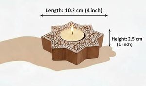 Handmade Wooden <b>Tea</b> Light Candle Holder Star Shaped T Light <b>Stand</b> Laser Cut Home Decor for Christmas Wedding - Product Image 2