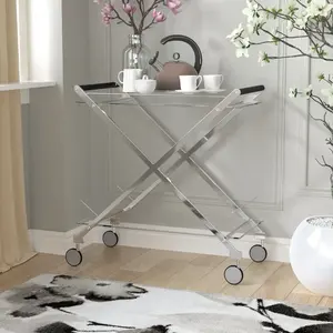 Carrito de servicio de lujo para bar de hotel con ruedas, carrito de bebidas metálico de moda para uso hotelero, chapado, seguro, de Zahid Exports - Product Image 2