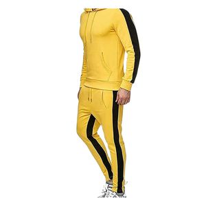Conjunto Deportivo Personalizado al por Mayor para Hombre, Sudadera con Capucha Amarilla y Pantalones Jogger, Color Sólido, Informal, Tejido de Rizo Francés, Transpirable, Ropa Urbana de Invierno - Product Image 4