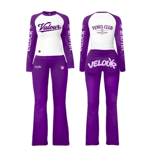 Ensemble t-shirt et pantalon pour femme, coton polyester 220 GSM, blanc avec empiècements orange, logo personnalisé par sublimation - Product Image 6