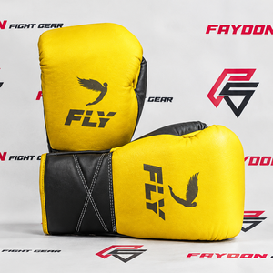 Guantes de Boxeo de Cuero Amarillo Fly con Cordones, Protección Completa para Dedos, Equipo de Entrenamiento para Adultos - Product Image 1