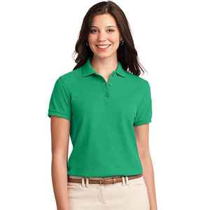 Polo Negro para Mujer, Manga Corta, Color Sólido, Estilo Casual, Largo Regular, 100% Poliéster, Tela Piqué - Product Image 5
